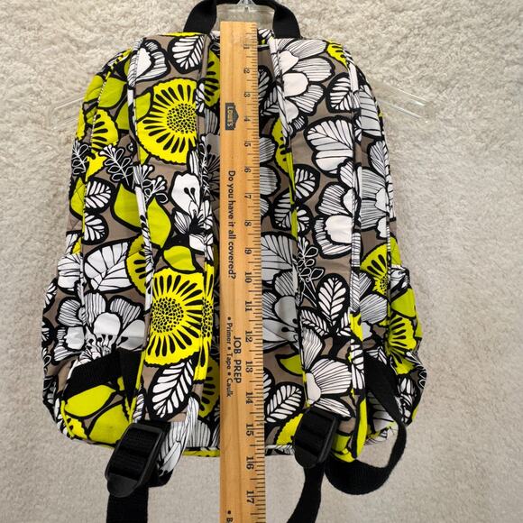 Vera Bradley Backpack Floral Design School Pockets Travel Yellow Neon Weekender - Picture 13 of 16